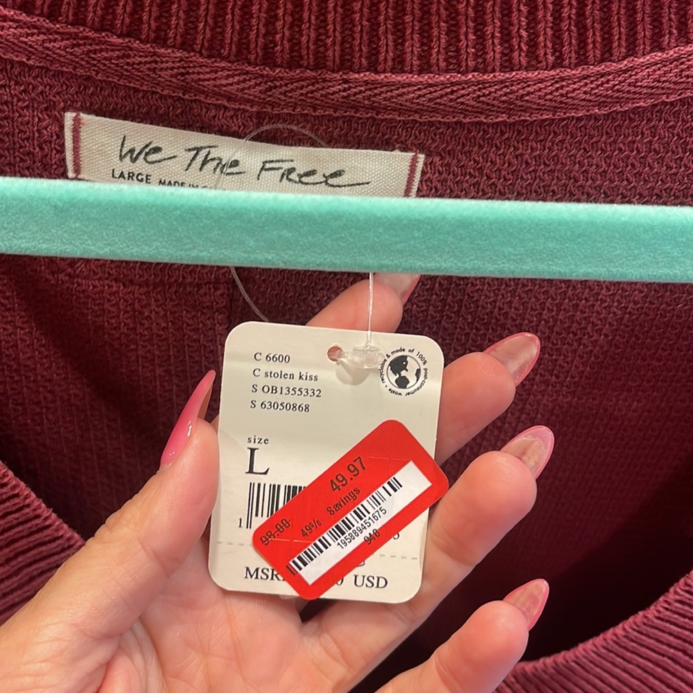 Free people thermal oversized Nordstrom nwt - Picture 2 of 2